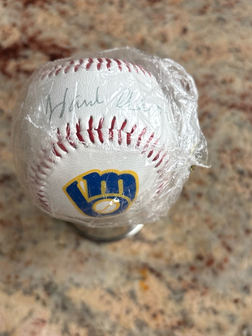 Rare Signed Hank Aaron Milwaukee Brewers Baseball sports collectible autographed